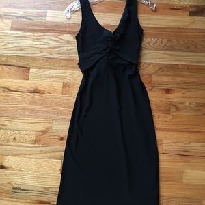 Classic Black Sleeveless Dress knotted V-Neck